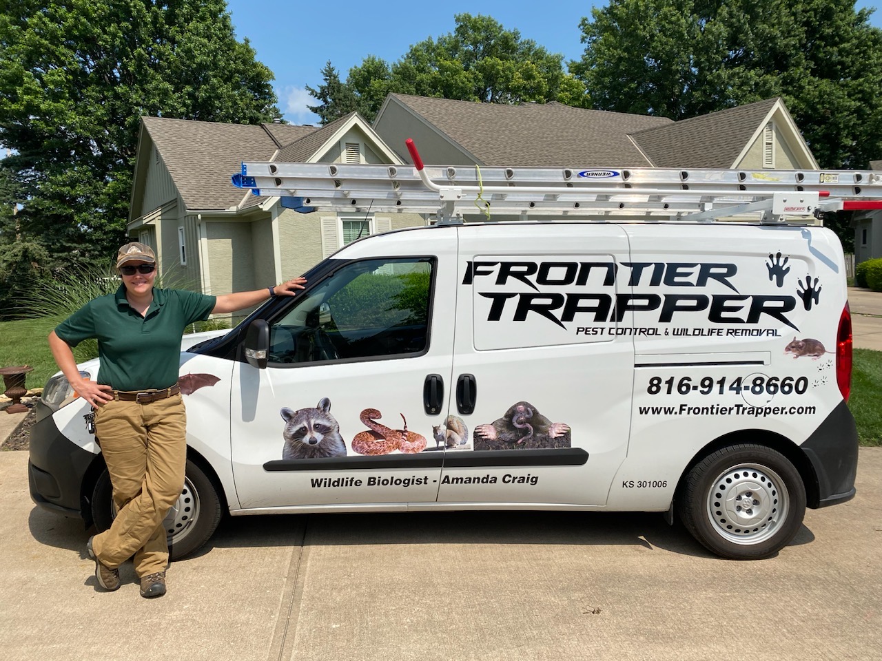 Frontier Trapper - Locally Owned and Operated Wildlife Removal, Amanda Craig with service van
